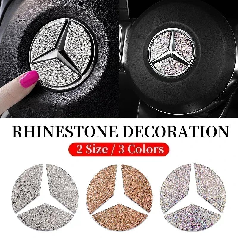 Car Sticker Car Steering Wheel Emblem Sticker Diamond Accessories For Mercedes Benz AMG W205 W211 W212 W213 X253 W166 W167 W117 