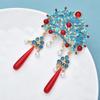 Long Red Tassel Chinese Phoenix Crown Brooch Cheongsam Hanfu Pin Buckle  Traditional Costume