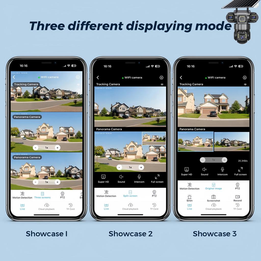 LS VISION 3 Objektiv 4G Solarkamera 15MP HD Sicherheits-CCTV IP66 Wasserdicht Nachtsicht Zwei-Wege-Audio Kamera Mobile Verfolgung IP-Kameras V380