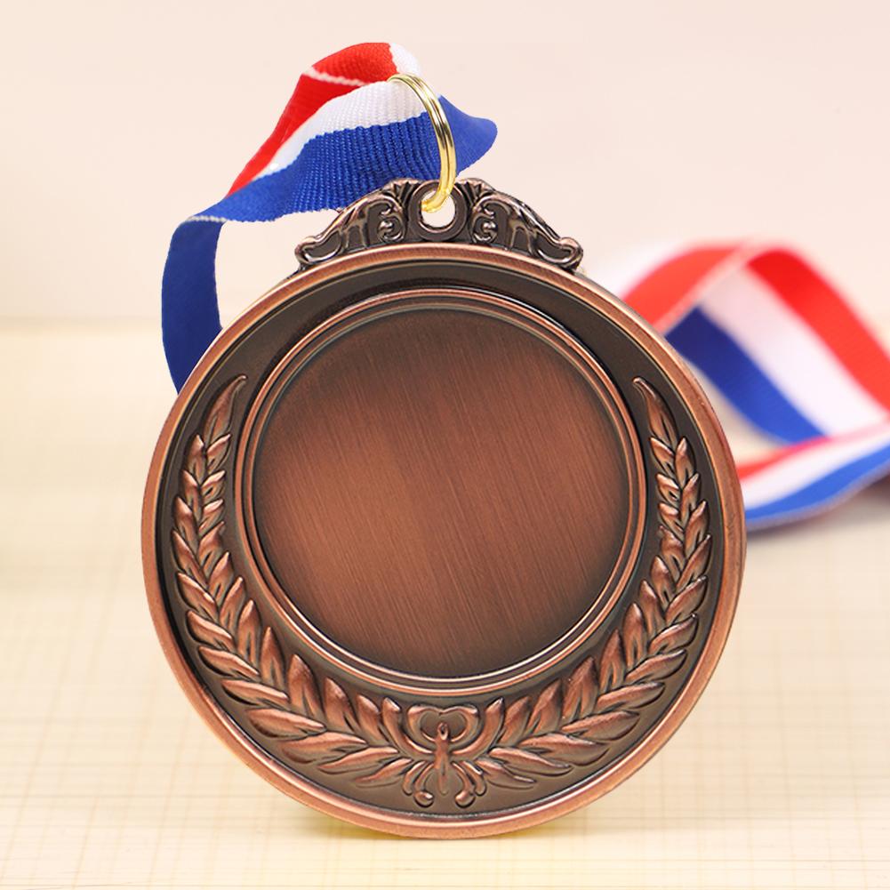 5.2cm Gold/Silver/Bronze Medal Sports Rewards with Neck Ribbon Class Rewards Metal Winner Medals for Competitions Party Race