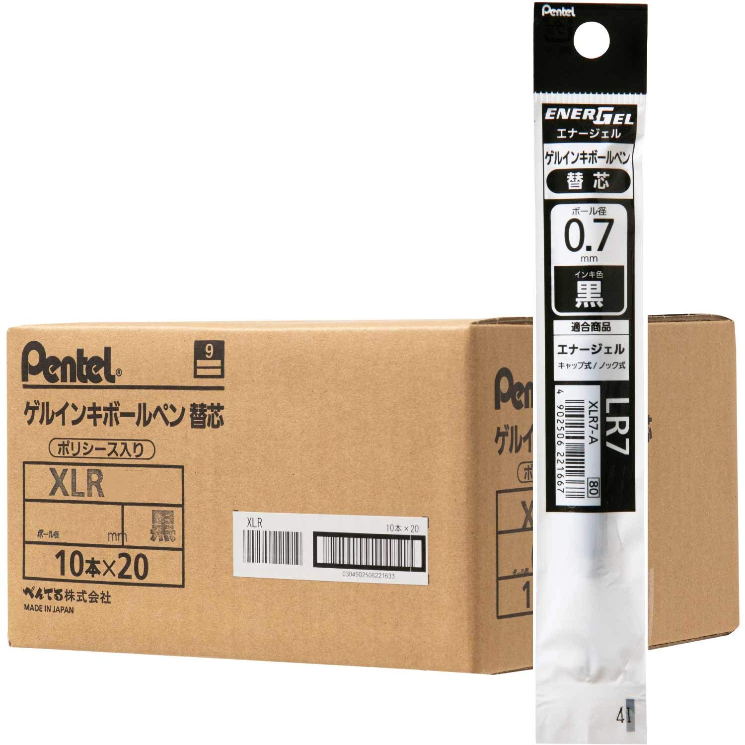 

Стержни для шариковых ручек Pentel черные 200 шт. XLR7-A 0,7 мм чёрный