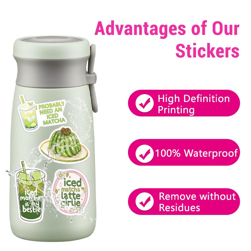 50PCS Green Aesthetic Stickers Cute Plant Food Vsco Sticker Waterproof Vinyl Decals for Scrapbook Water Bottle Laptop Computer