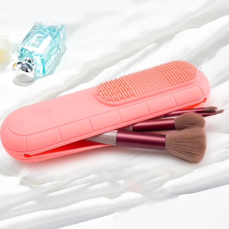 Multifunctional Travel Makeup Brush Holder Portable Silicon Cosmetic Brushes Bag Travelling Cosmetic Case Makeup Tool Organizers
