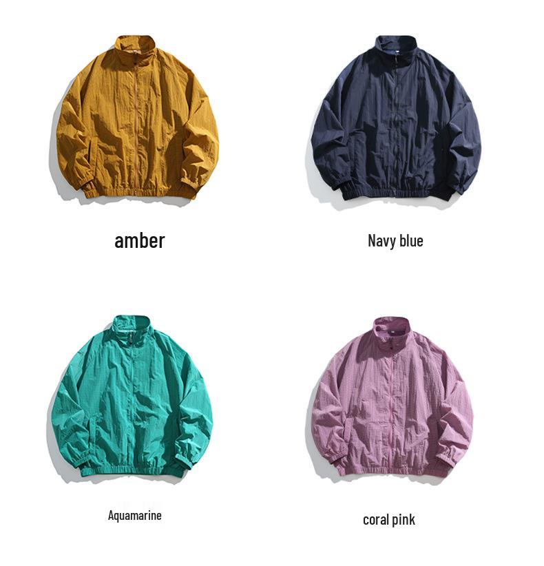 Unisex Lightweight Quick-Dry Stand Collar UV Protection Hiking Jacket