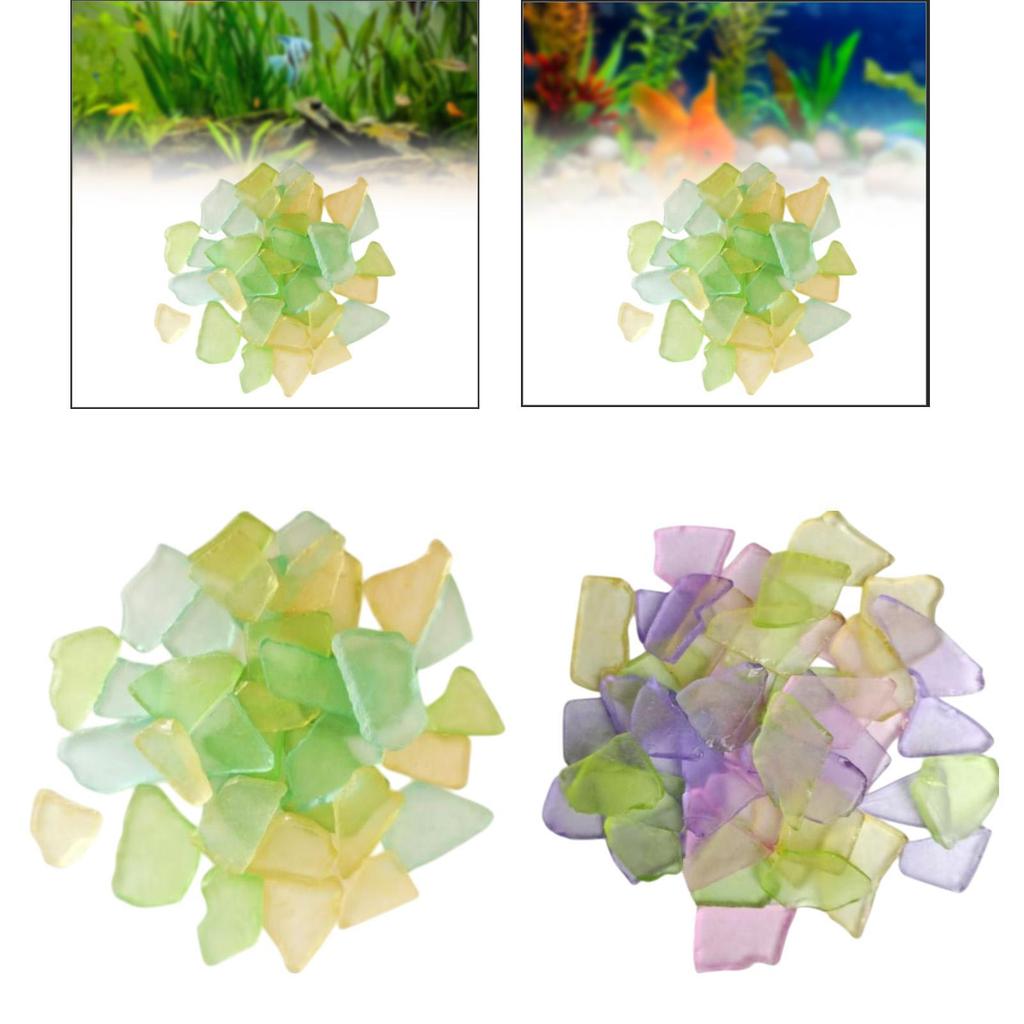 Sea Glass Crushed Glass DIY Crafts Vase Filler 500G Tumbled for Home DIY Dyed Color Stone Party Decor Fish Tank Beach Wedding