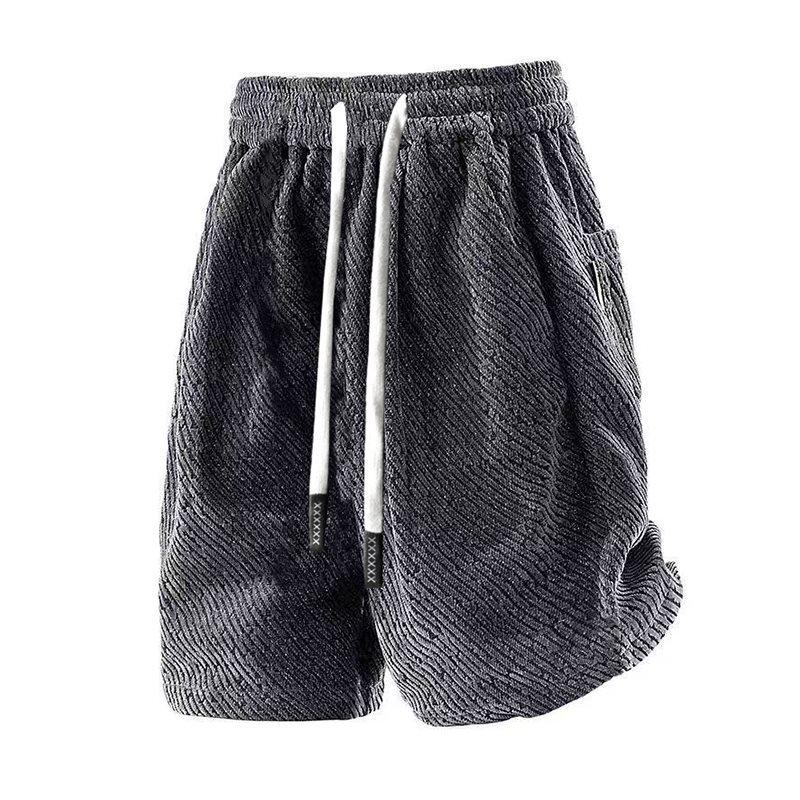 

Chenille Zebra Stripe Silver Shorts: Breathable, Trendy, Loose-Fit Mid-Length for Couples 3XL темно-сірий