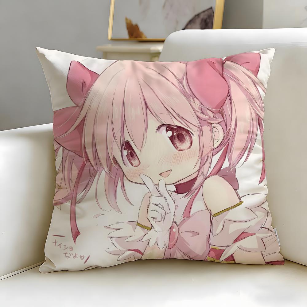 classic anime Puella Magi Madoka Magica Cushion Cover Soft EasyWash Pillow Case Versatile for Couch Bed Travel and Office