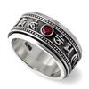 Retro Double Layer Rotatable Ring Men Jewelry Blessing Six-syllable Great Bright Mantra Ring Male Index Finger Accessories Sizes