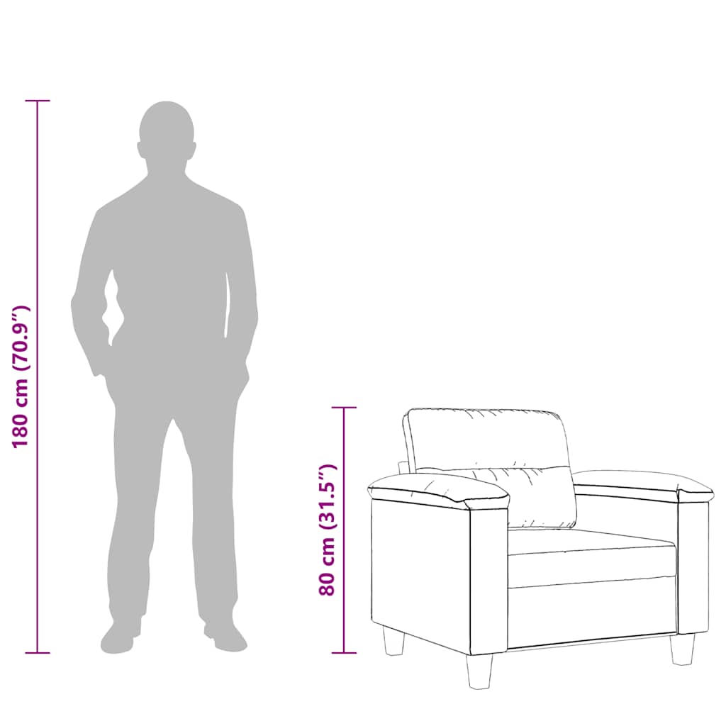 Armchair Light Grey 60 Cm Microfibre Fabric