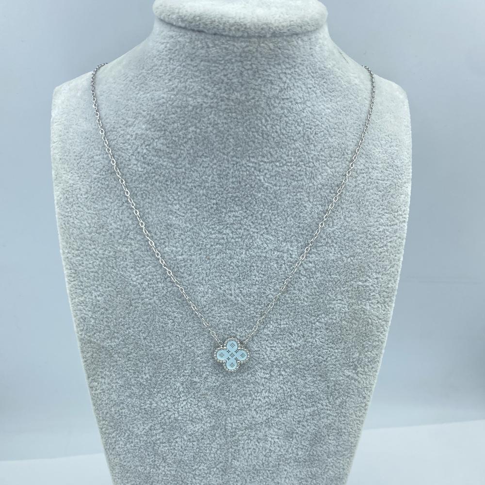 13MM Titanium Steel Ladies Necklace Lucky Four Leaf Clover Necklace
