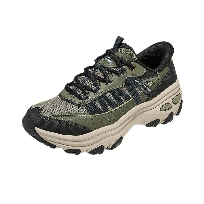 Skechers Casual Round Toe Lace-Up Shock Absorbing Breathable Mid-Top Dad Shoes Men Sneakers 237900-OLBK