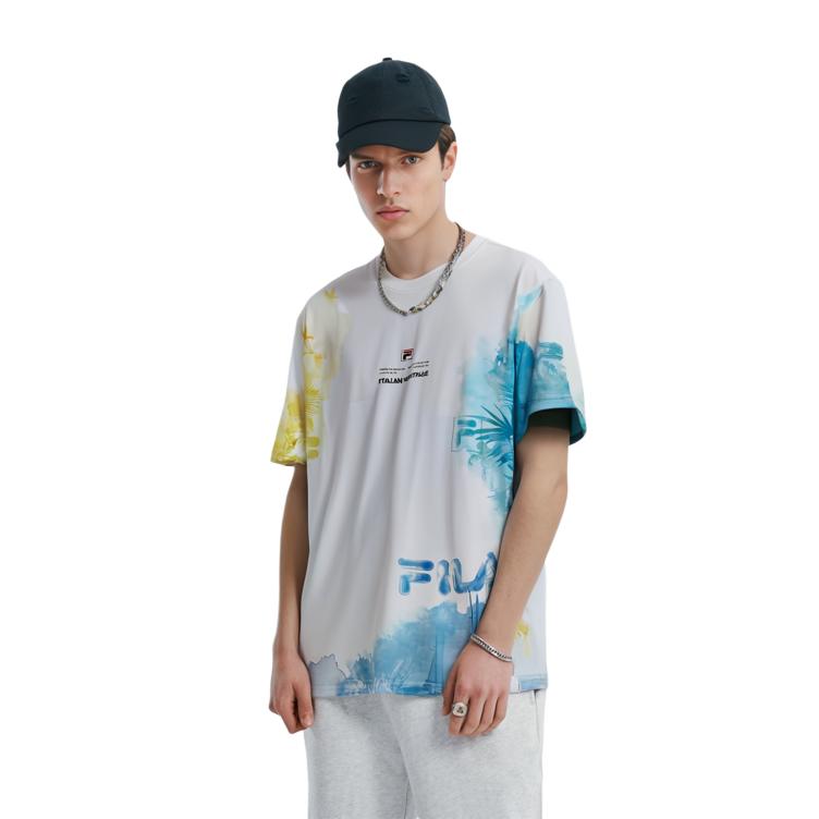 Fila All Over Print Shoulder T-Shirt Men Tops F11M328110F-ZA