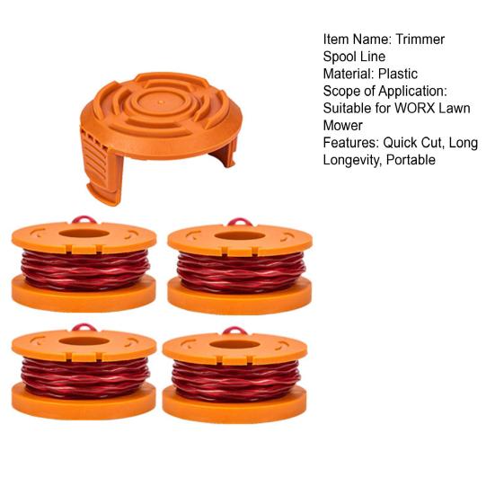 1 Set Trimmer-Spulenschnur für Worx WA0010/WA6531 Kantenschneider-Spulen, Ersatz, Schnellschnitt, Trimmerschnur mit langer Lebensdauer, Nachfüllungen, Gartenzubehör