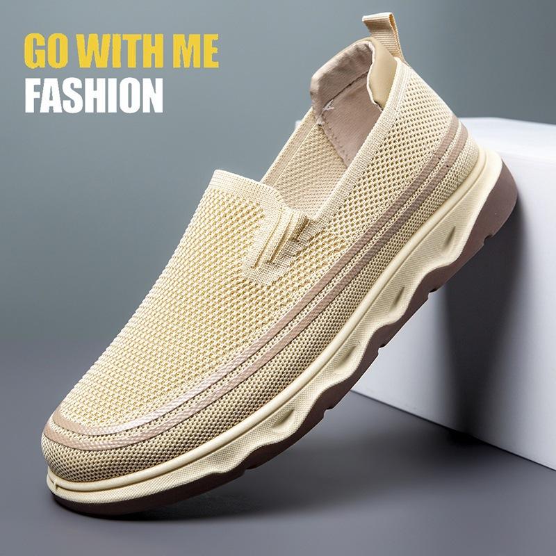 2025 New Men's Fly-woven Casual Shoes Men's One-pedal Comfortable Mesh Lazy Shoes Soft-soled Breathable Board Shoes Men