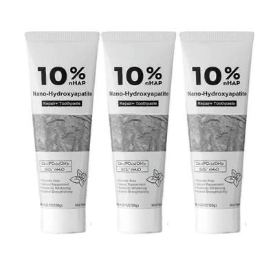 3x 10% HAP Nano Hydroxyapatitová zubní pasta Bez fluoridů Oprava skloviny Bělicí zubní pasta, Cool Mint Osvěžující dech méně