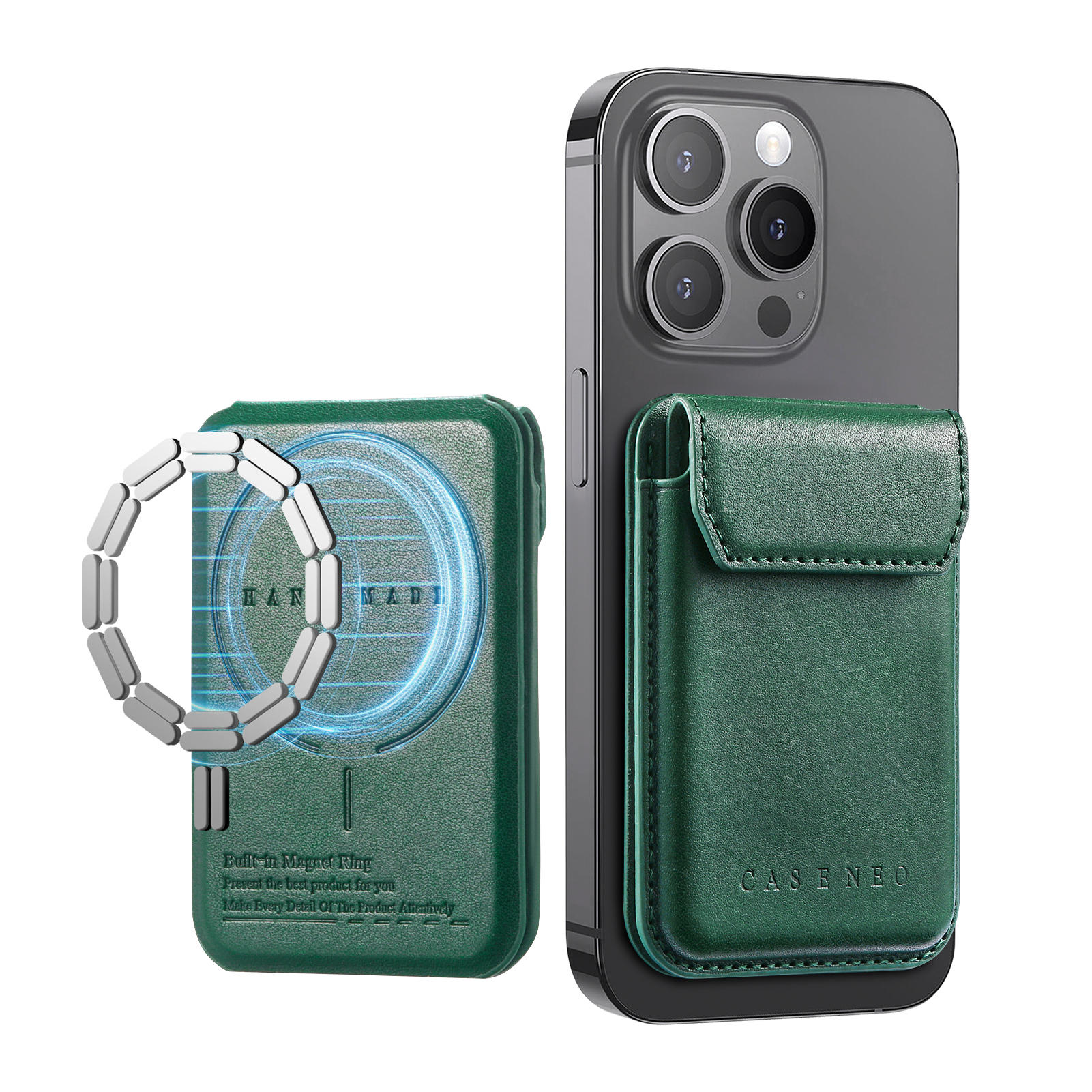 

EUCAGR PU Leather Magsafe Magnetic Credit Card Wallet Phone Case Card Slots Secure Bank ID Credit Card Storage,Men S Gift зелений