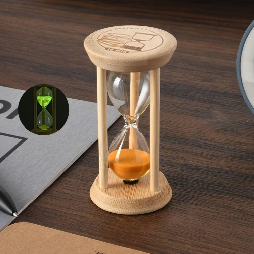 Bamboo Luminous Sand Timer Creative Decorative Sand Clock Pool Timers Fluorescent Hourglass  Office