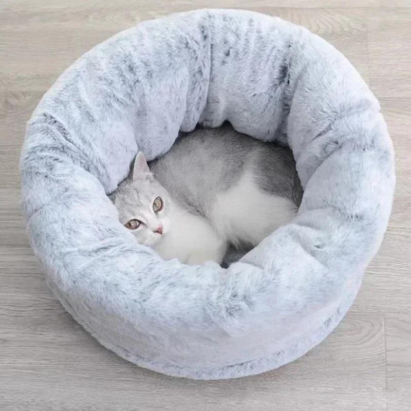 Haustier Katze Höhlenbett Winter Weich Warm Plüsch Nest Verdickter Schlafsack Welpe Kätzchen Sofa Kissen Set Haustierbedarf