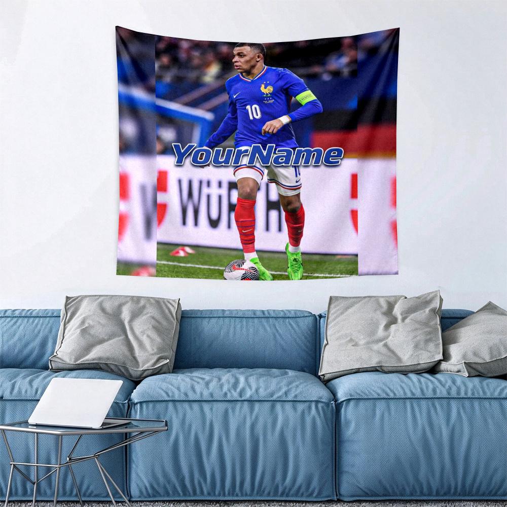 Mbappe Custom Your Name Wall Decor Tapestry Art For Pet Memorial Birthday Wedding Party Backdrop Family Gift