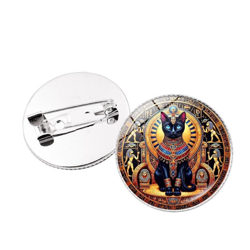 

Ancient Egypt Geometric Circle Buster Cat Pattern Broochs for Women Men Friends Pharaoh Pin Badge Decoration Jewelry Gifts
