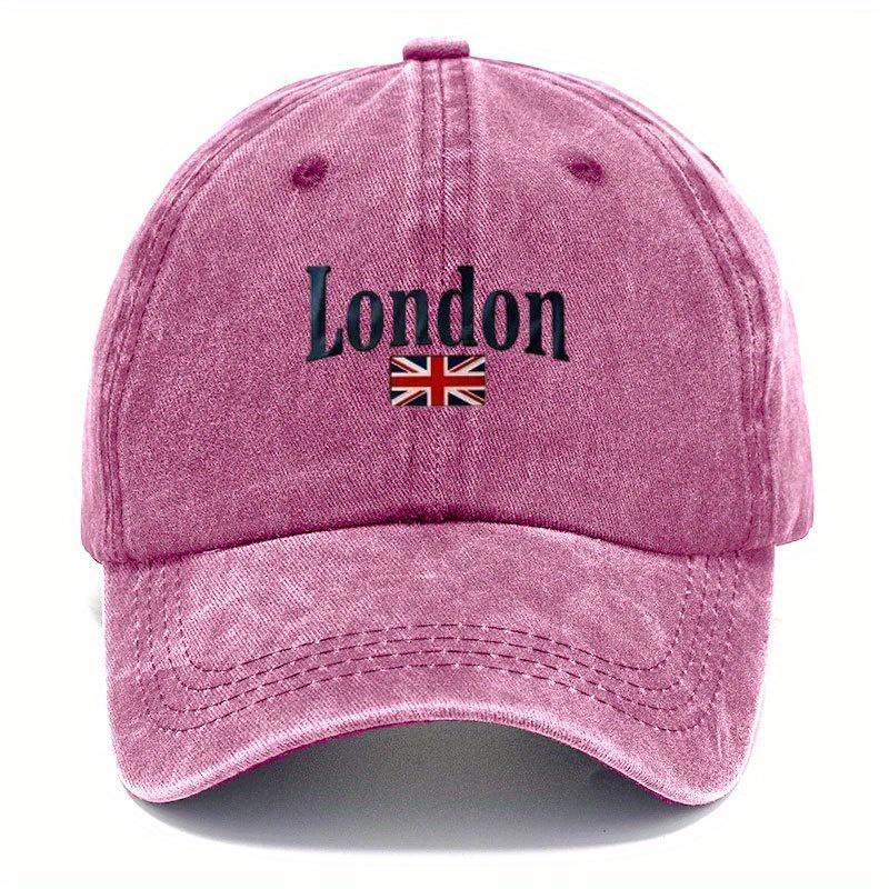Unisex Vintage Baseball Cap With "London" Embroidery & Union Jack Flag Design - Breathable, Lightweight Fabric For Outdoor Trave