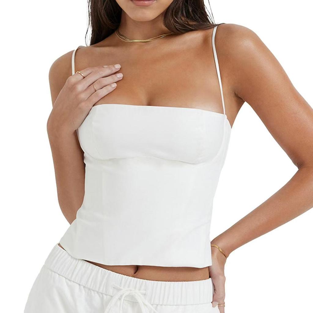 Solid Color Vest Women's Summer Loose New Short Sleeveless Slim-fitting Outer Top Suspender Sexy