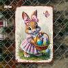 Tin Sign Retro Easter Rabbit Floral Wall Art Home Holiday Decor Metal Poster