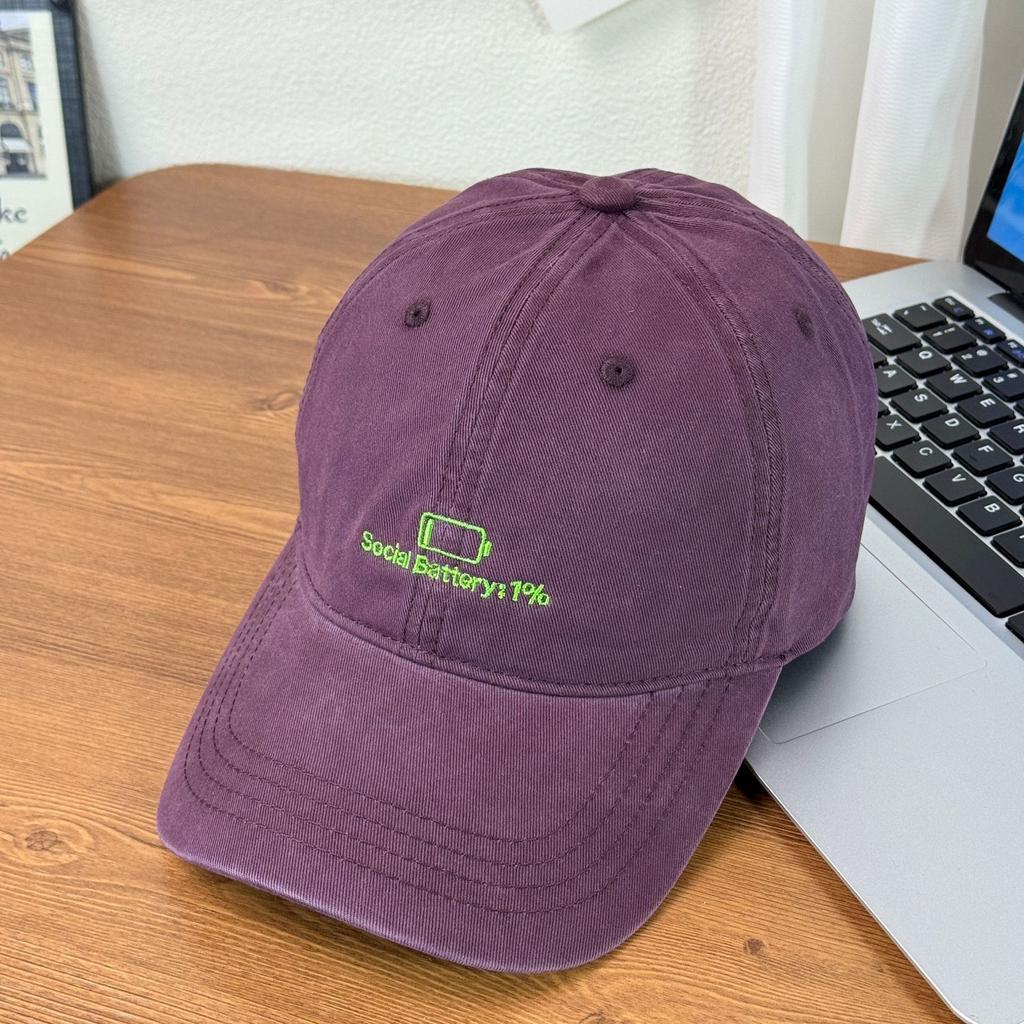 Fashion Hat Niche Electricity Embroidery Washed Old Hat Female American Versatile Soft Top Baseball Cap Korean Outdoor Duck Tongue Sun Cap