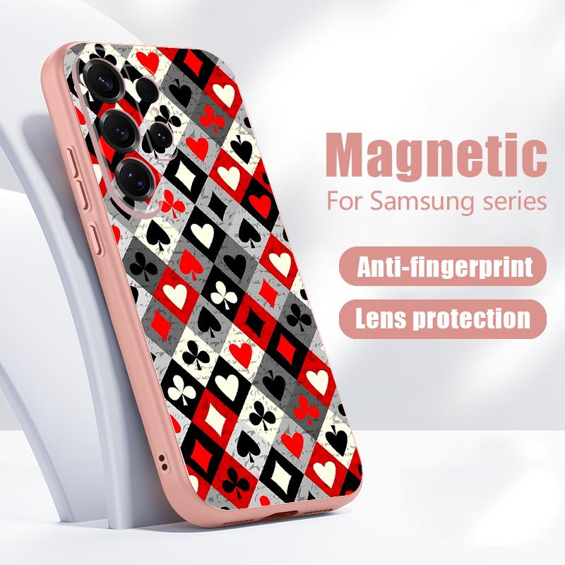 Custodia Geometrica con Texture in Tessuto per Samsung S26 Edge S25 FE S24 Plus S23 S22 Ultra A15 A16 A17 A35 A36 A37 A54 A55 A56 A57 5G Cover Ibrida Magnetica Opaca