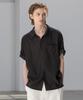 Dekkoloso Wrinkle Texture Short Sleeve Roll-Up Shirt [Black]