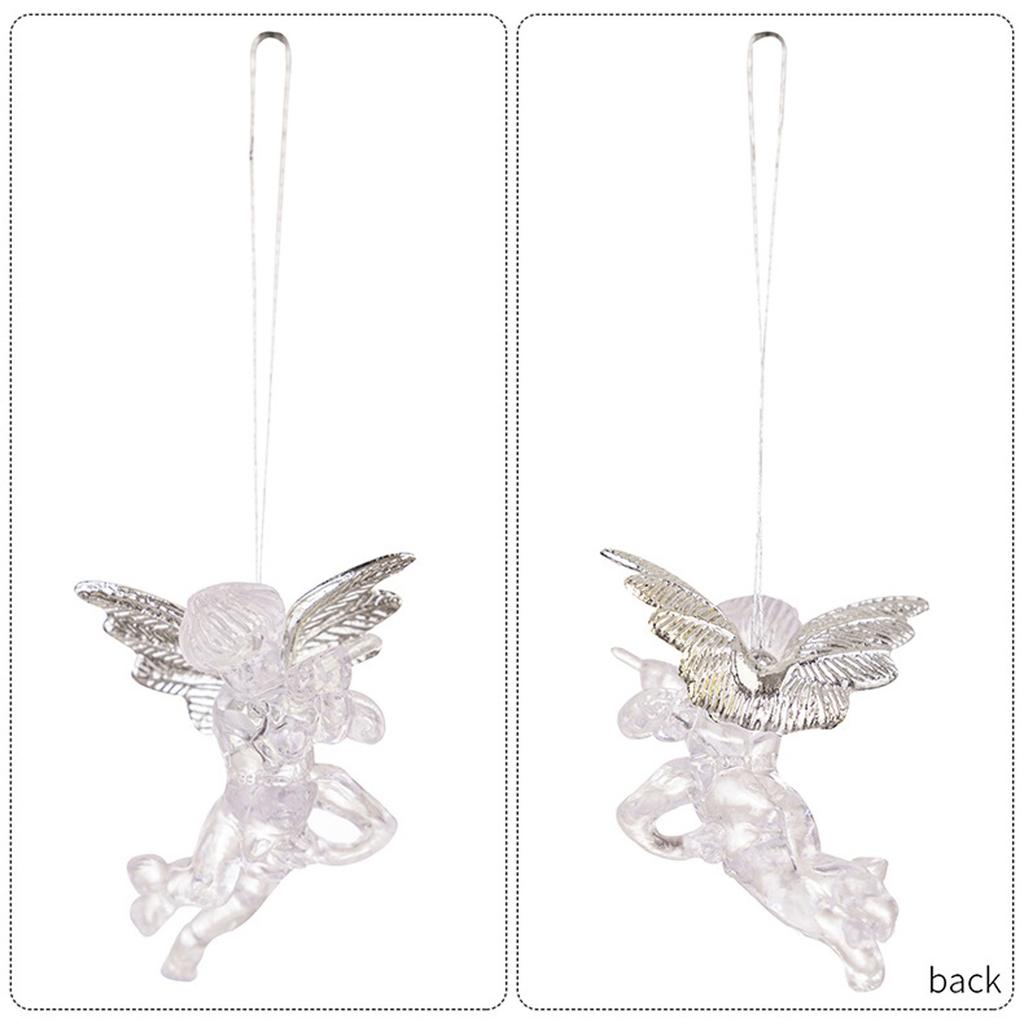 4pcs Christmas Angel Ornaments Clear Angel With  Christmas Tree Hanging Pendants Holiday Decorations
