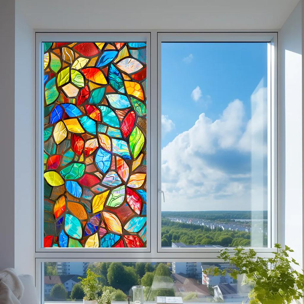 Europeisk Retro Stil Vindusfilm PVC Elektrostatisk Glassklistremerker Farget Vindusfilm Statisk Heftende Frostet Glassfilm