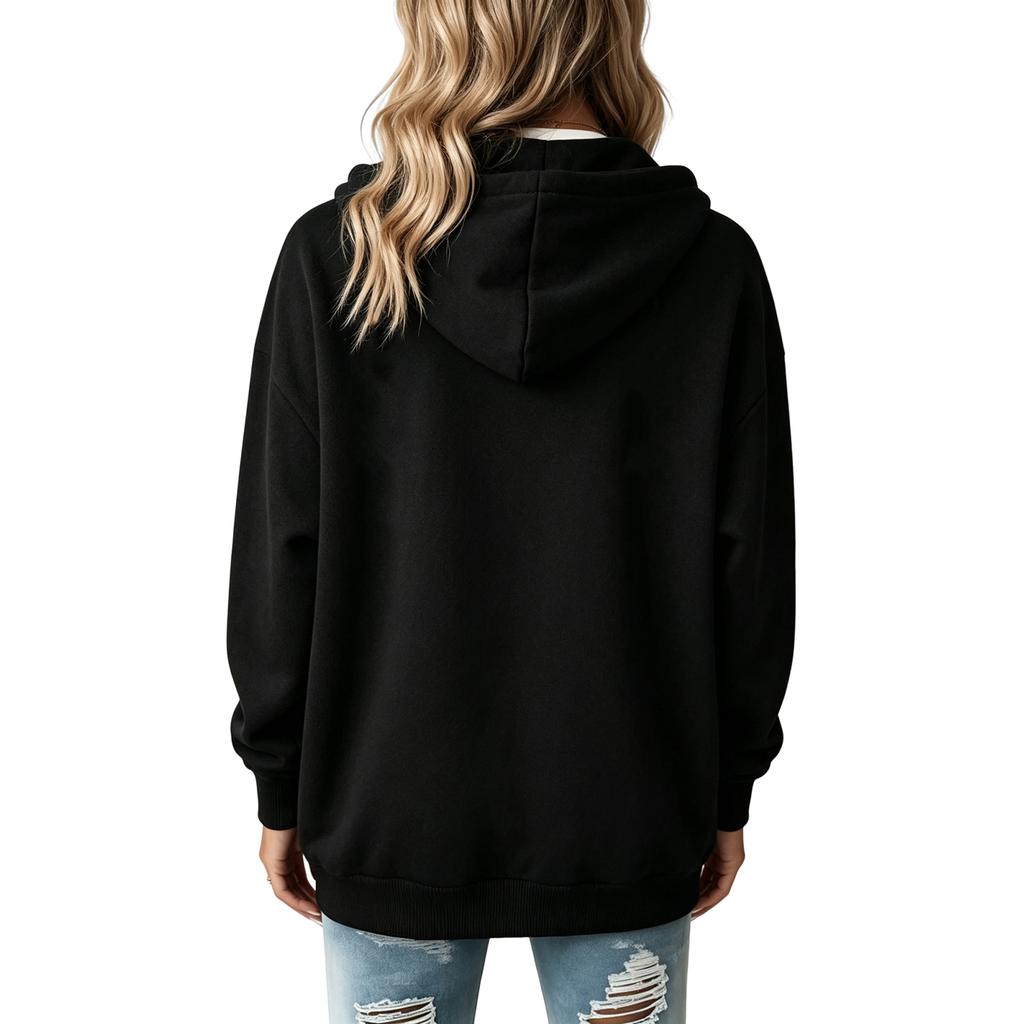 Damen-Hoodie mit halbem Reißverschluss, Kordelzugkapuze und Tasche für legere Alltagsmode