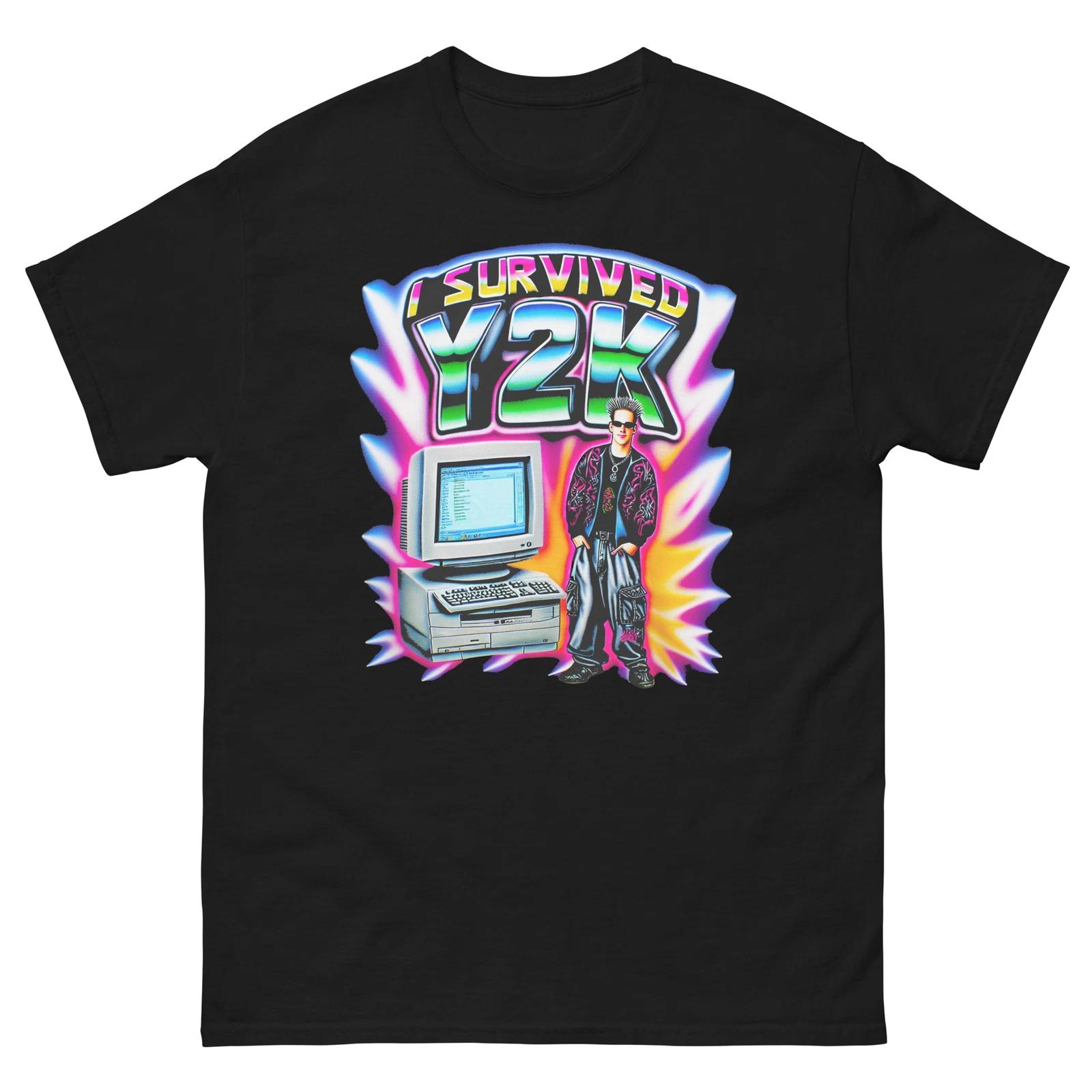 

I Survived Y2K Spotlights Guy Funny T-Shirt Shirt 4XL