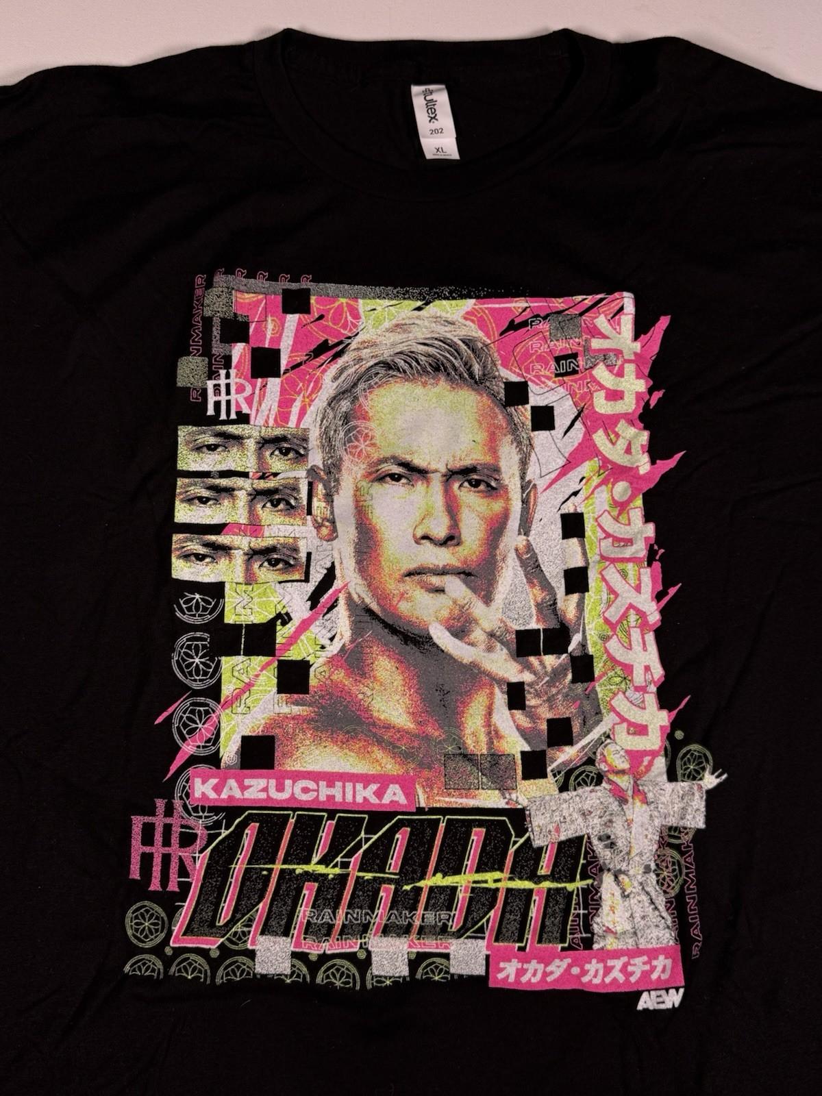 AEW Kazuchika Okada Rainmaker Men’s XL Black Graphic Tee Wrestling Unisex T-Shirt S
