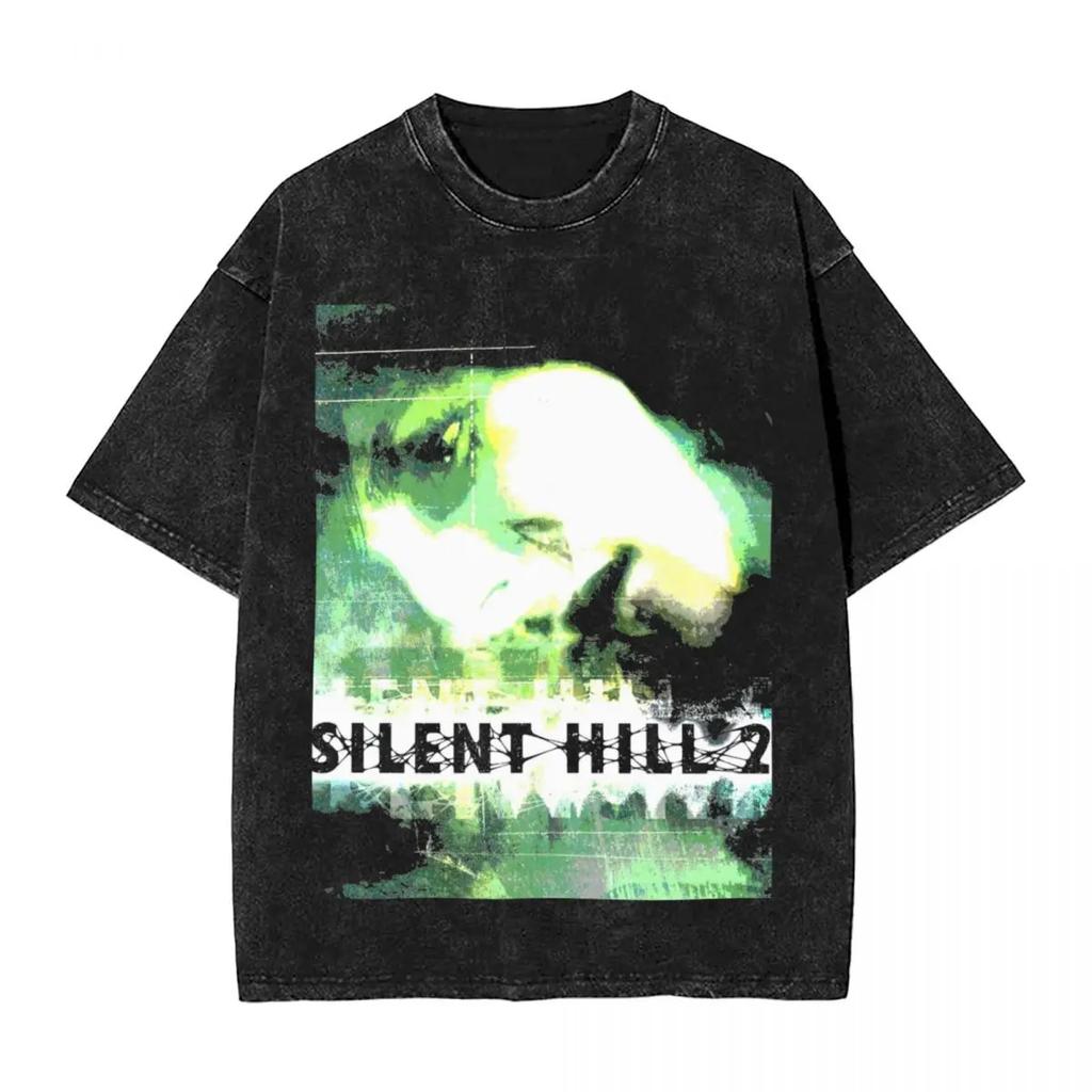Moda Silent Hill Lavato Streetwear Vintage T-Shirt Film Horror Gioco Magliette Top Uomo Donna Cotone Harajuku Stampato