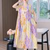 Elegant Long Dress for Women Vintage Clothes Plus Size Casual Short Sleeve Summer Loose Dress