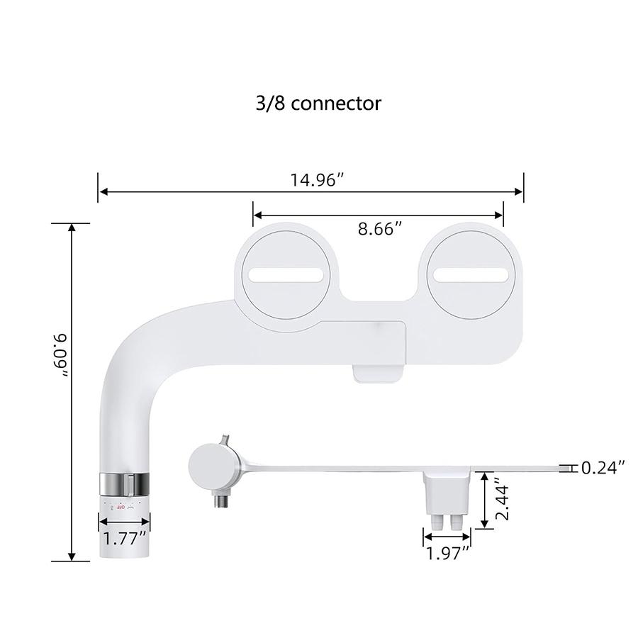 

Non-Electric Ultra-Slim Bidet - Dual Nozzle Self-Cleaning Fresh Cold Spray, Adjustable Pressure for Feminine & Rear Hygiene