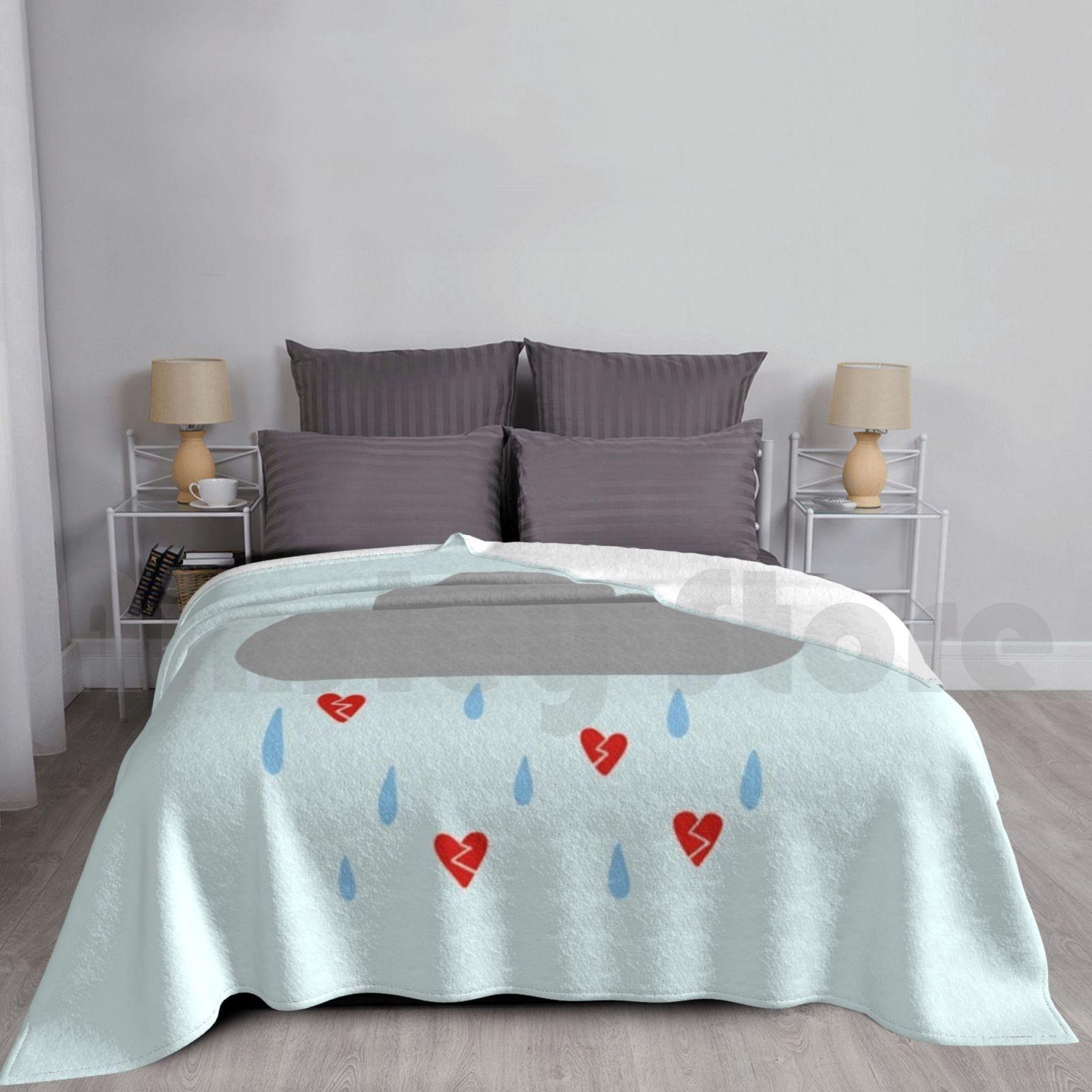 Heartbreak Weather Doodle Blanket Fashion Custom Doodle Rain Love Heart Clouds Weather Heartbreaking Broken Heart Size: 75*100cm, Weight: 230 GSM