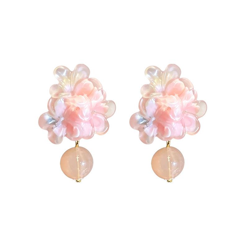 Resin Flower Tassel Drop Earrings Sweet Cute 1 Pair Non-irritating Ear Jewelry for Girls Beach Travel Daily Outfits