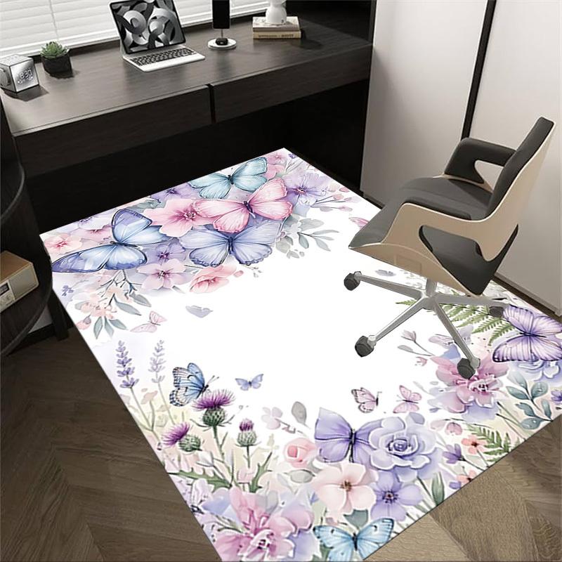 

1PC Butterflies Flowers Non-Slip Floor carpet, Office, family, bedroom, Studio - Large Area Rug, Vibrant Colors, Longlasting Material-X443 60cm by 90cm