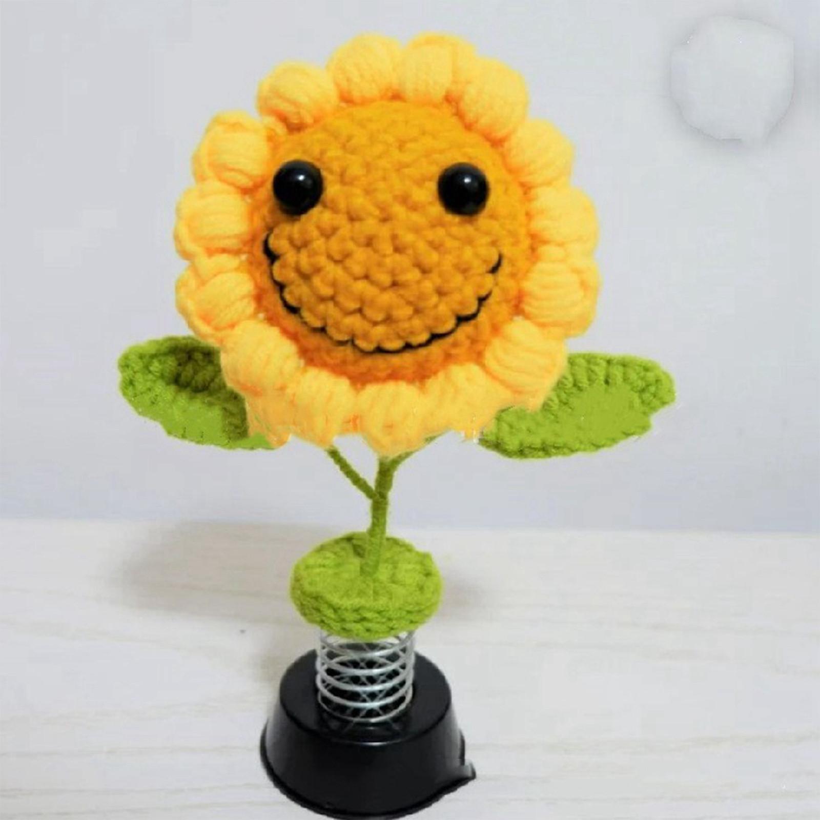 

Creative Car Ornaments Hand-woven Car Shaking Flower Sunflower Plastic Car Interior Decoration Supplies. One Size