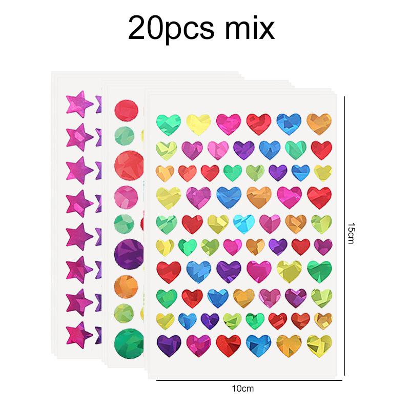 10~50sheets Scrapbook Stickers with Stars Hearts Circles Dazzling Colors for DIY Crafts Journaling Memory Book Decoration TMZ