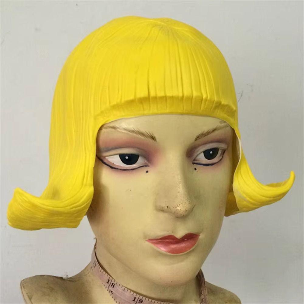 Realistic Latex Mask Short Bob Overhead Masks Novelty Rubber Colorful Hair Hats  Masquerade