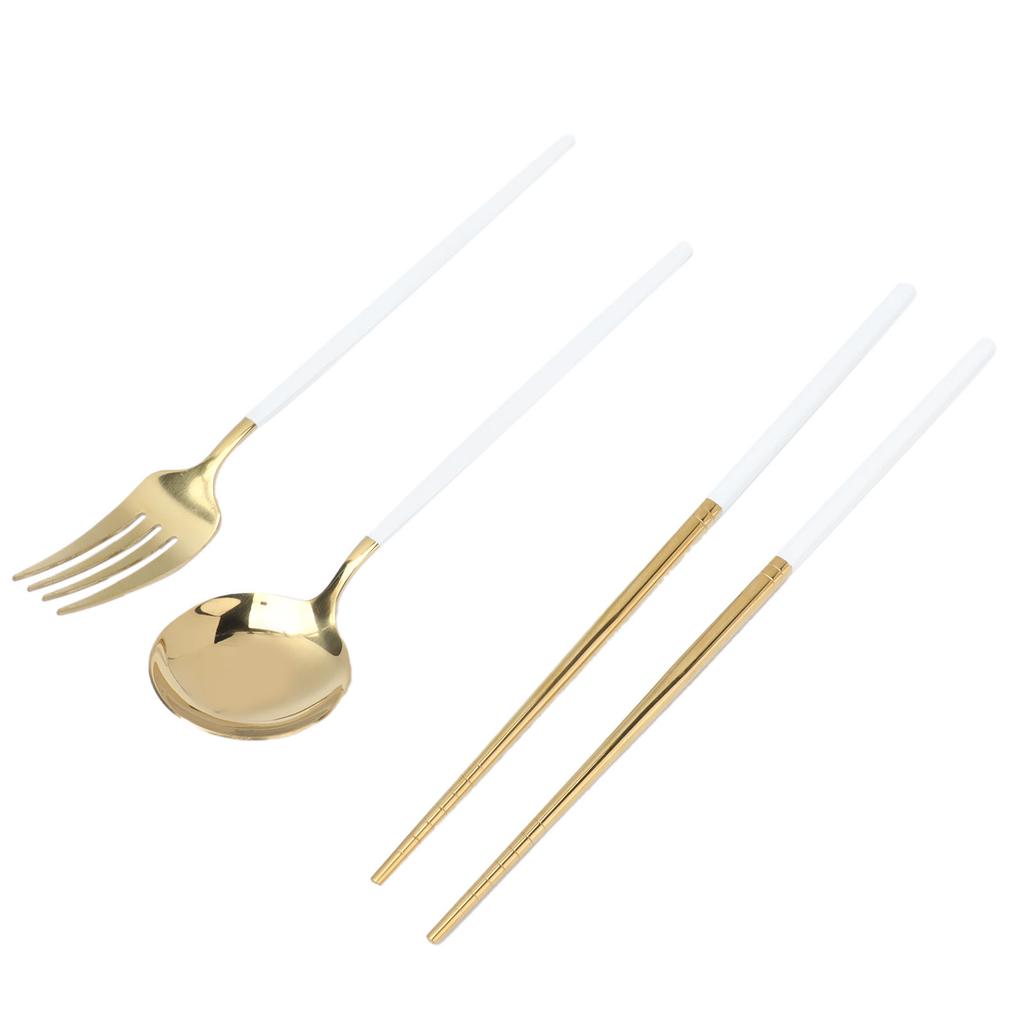 Portable Cutlery Set Stainless Steel Tableware Anti Corrosion Non Slip Anti Fading Chopsticks Spoon for Outdoor