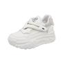 Leather small size casual shoes for women, thick-soled inner height-increasing dad shoes for women, Velcro student white shoes