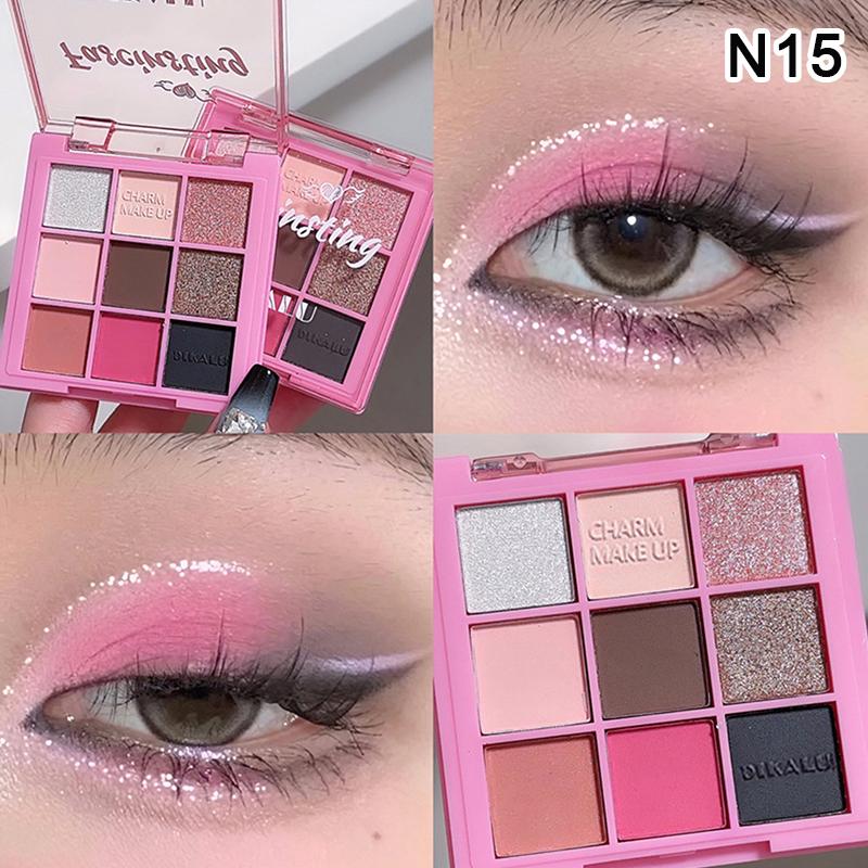 Dikalu Spring And Summer New Eyeshadow Palette Oh Rosy Nine Palace Grid Auto Focus Low Saturation Smoke Powder Rose Plate 15
