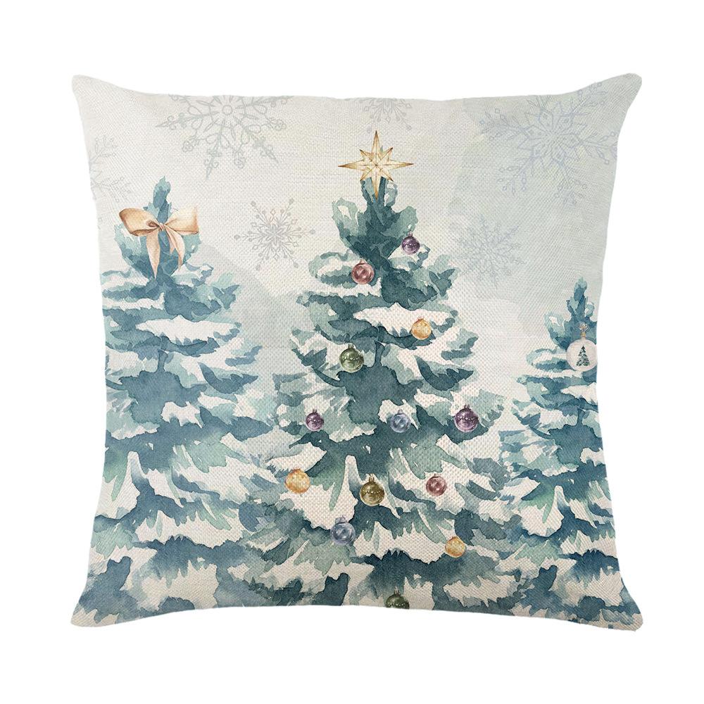 Christmas Tree Print Pillow Case Christmas Linen Home Decor Living Room Sofa Cushion Pillow