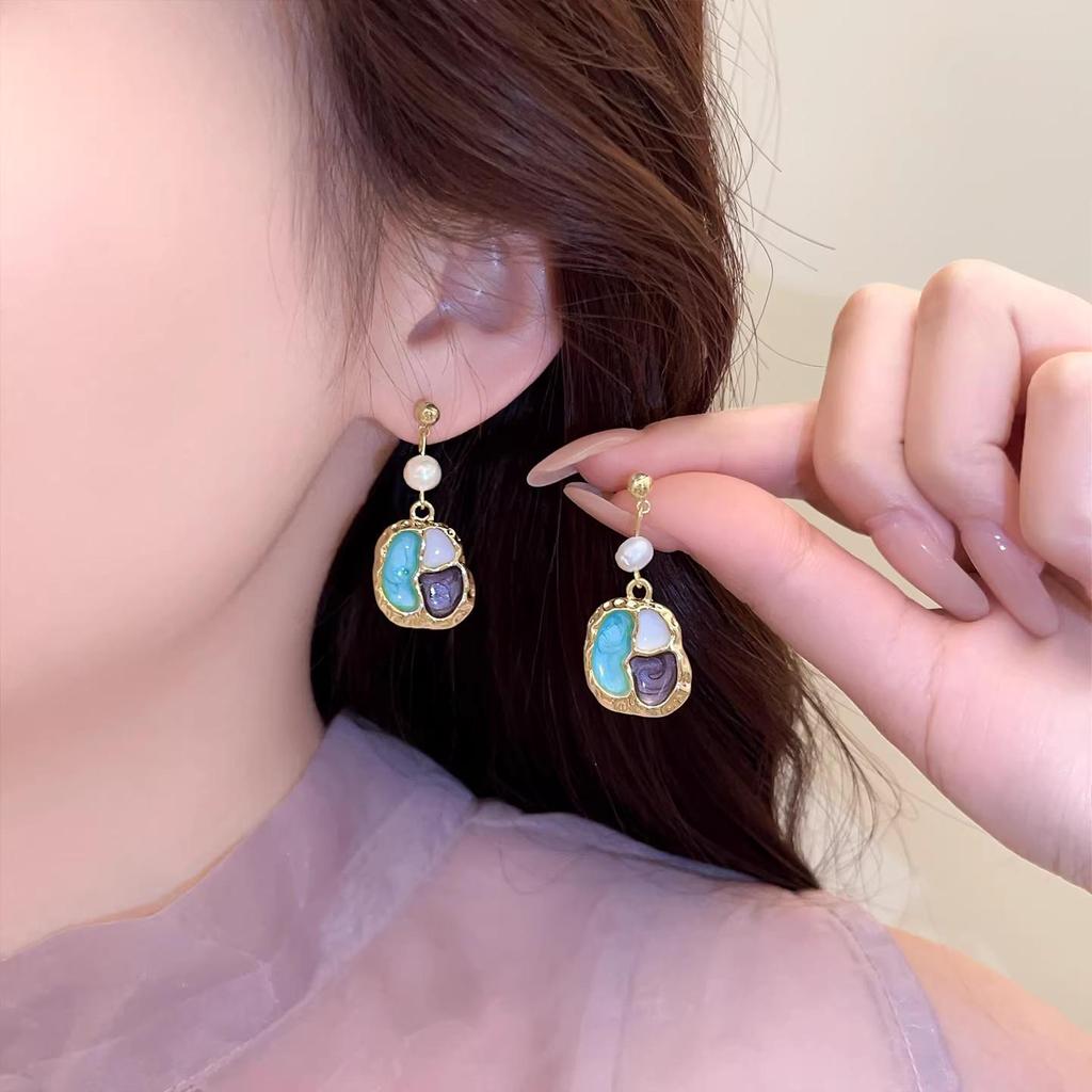 Silbernadel Süßwasserperlen Blumenohrringe - Retro-Design, Leichter Luxusschmuck für Frauen