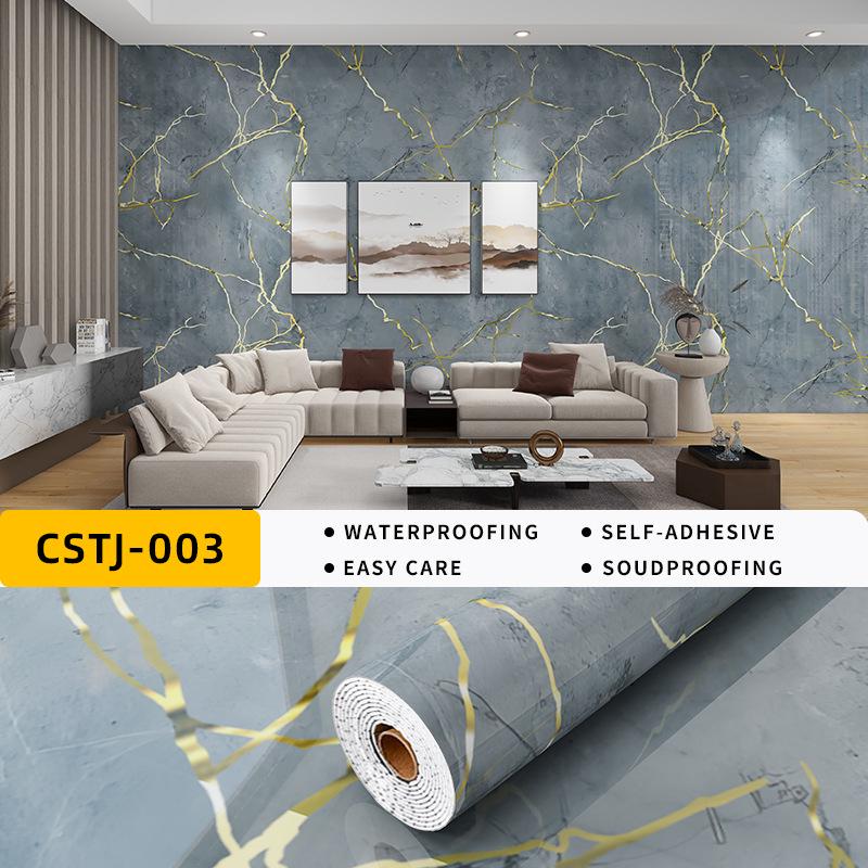 Self-Adhesive Waterproof Imitation Marble Tile Wall Sticker for Bathroom, Living Room, Kitchen, and TV Background.